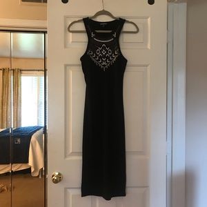 Express Black Embellished Midi Dress